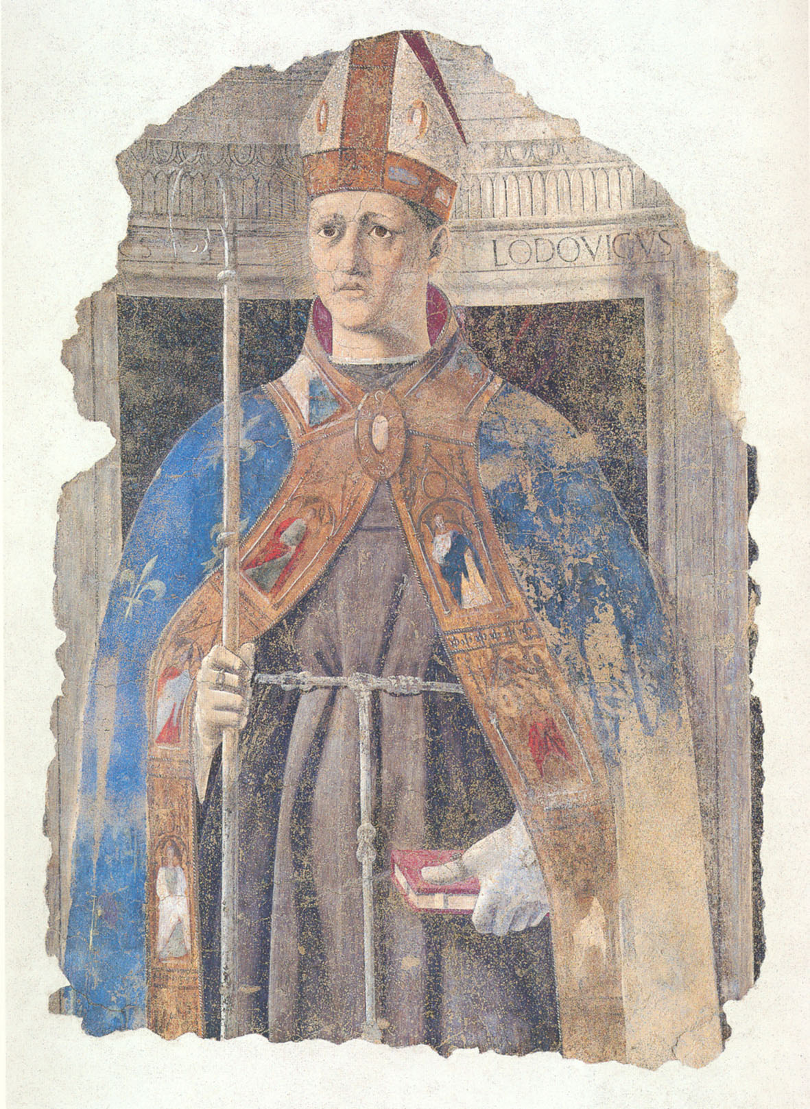 Piero della Francesca, San Ludovico da Tolosa, 1460 affresco staccato, 123 x 90 cm, Museo Civico di San Sepolcro, San Sepolcro, Arezzo