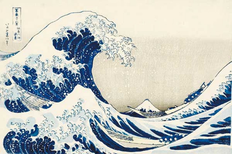 Katsushika Hokusai, La grande onda presso la costa di Kanagawa, dalla serie Trentasei vedute del monte Fuji, 1830-1832 circa, xilografia policroma, 25,9 x 38,5 cm